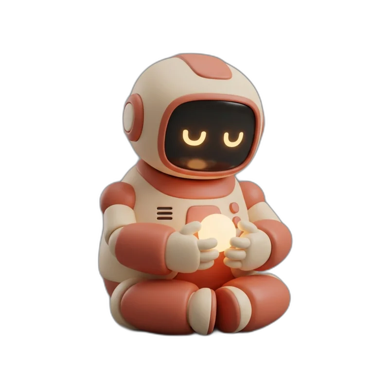 Via, a magyarul beszélő robot csendben ül, és meleg fényt tart a két kezében