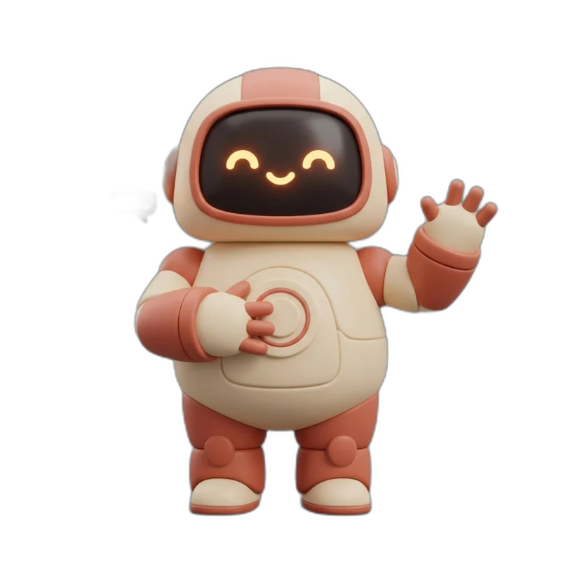 Via, a magyarul beszélő robot köszön, mellette beszélgetés-buborékok